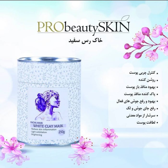 ماسک خاک رس سفید پرو بیوتی اسکین 250 گرمی